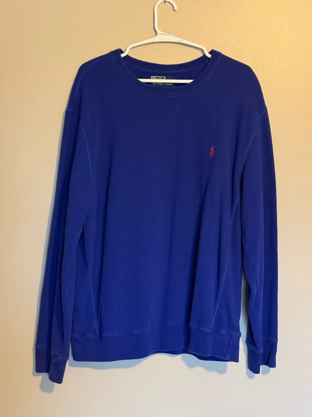 Vintage 90’s Polo Ralph Lauren Sweatshirt Men’s Large Blue Cotton Crew Hong Kong